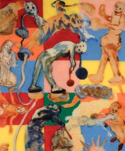 Nalini Malani | Ecstasty of Radha (Close up) | 2006 | Acrylic and enamal reverse painting on acrylic sheet | 60 x 30 Inches