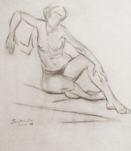 Jehangir Sabavala | Nude Study | 1948 | Drawing on paper | 21 X 17 Inches