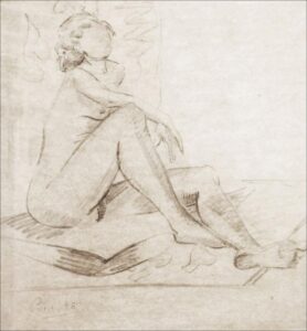 Jehangir Sabavala | Nude Study | 1948 | Drawing on paper | 13 X 11.5 Inches