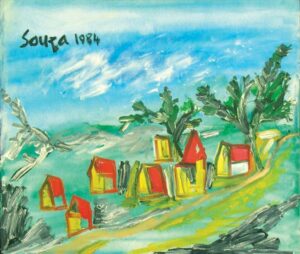 F. N. Souza | Village in Goa | 1984 | Oil Paint On Canvas | 24 x 20 Inches