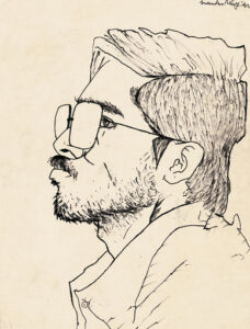 Surendran Nair | (Pappan) Rajashekharan | 1982 | Ink on paper | 9.4 x 7 inch Inches