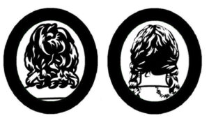 Julian Opie | Luc and Ludivine get married,no 16 | 2007 | From a series of sixteen pairs of laser – cut paper portraits contained within oval frames(Edition of 2|10) (set of 2 works) | 17.7 x 15.7 x 3 each inches Inches