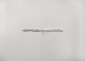 Safaa Erruas | The two knives | 2008 | porcelain knives, metallic thread on canvas | 19.6 x 27.5 Inches