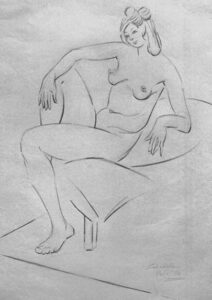 Jehangir Sabavala | Nude Study | 1950 | Drawing on paper | 20 x 13 Inches