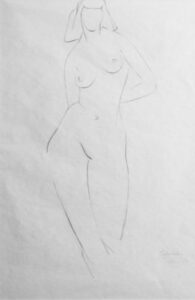 Jehangir Sabavala | Nude Study . | 1948 | Drawing on paper | 20 x 16 Inches