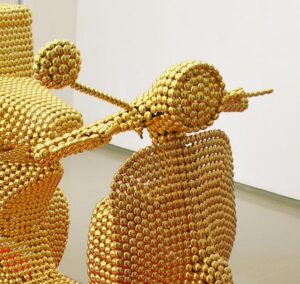 Valay Shende | Untitled (Close up). | 2007 | Gold plated MS metal disks | 44 x 70 x 28 Inches