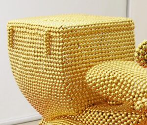 Valay Shende | Untitled (Close up). | 2007 | Gold plated MS metal disks | 44 x 70 x 28 Inches