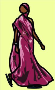 Julian Opie | Woman in sari with flip flops. | 2012 | Vinyl on wooden stretcher | 85 x 52 inches