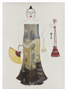 Rekha Rodwittiya | Matters of the Heart | 2013 | Digital inkjet print with autobiographic photo images and hand painted watercolour on paper | 84 x 60 Inches