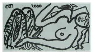 Jogen Chowdhury | Reclining Woman | 2000 | Serigraph. Edition 17|200 | 12 x 21 Inches