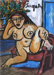 F. N. Souza | One Nude | 1984 | Mixed media on paper | 16 x 10.5 Inches