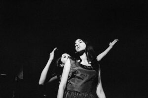 Pablo Bartholomew | Meneka (Anand) Gandhi and Lillete (Keshwani) Dubey in a play, New Delhi | c. 1980 | Archival pigment print. Edition 10 + 3 AP | 16 x 24 Inches