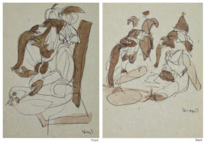 K. G. Subramanyan | Unititled | C. 2006 | Pen & watercolour on paper | 5.75 x 4 inches each