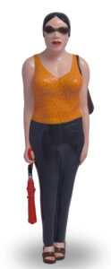 Ravinder Reddy | Girl with umbrella | 1980-81 | Painted polyester resin fiberglass | 66 x 18 x 18 Inches