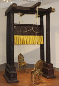 Tallur L.N. | ATM (anger therapy machine) | 2012 | Wood, bronze, textile | 112(h) x 77.5(w) x 46(d) inches ;