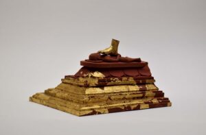 CHANDRASHEKAR KOTESHWAR | Nap at Museum | 2017 | Gold Leaf on Terracotta | Unique | 10 (L) x 7 (W) x 5.5 (H) Inches