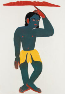 Shine Shivan | Shree Govardhan Giridhari – 3 | 2022 | Graphite, dry pastels and charcoal on paper | 34 x 23.5 Inches