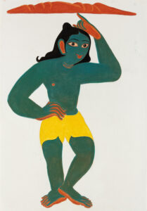 Shine Shivan | Shree Govardhan Giridhari – 3 | 2022 | Graphite, dry pastels and charcoal on paper | 34 x 23.5 Inches