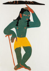 Shine Shivan | Shree Govardhan Giridhari – 6 | 2022 | Graphite, dry pastels and charcoal on paper | 34 x 23.5 Inches