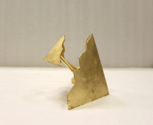 Teja Gavankar | Untitled | 2022 | Stainless steel and gold leaf | 5(h)x 5.5 (w) x 6.5(d) inches