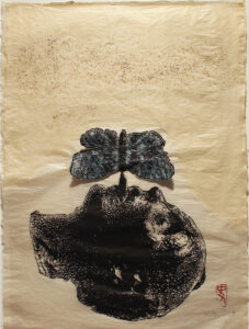 Kiki Smith | Moth | 1996 | Woodcut and collage with handcoloring. Limited edition 37 of 42 | 29 x 21.5 Inches