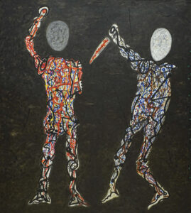 Amitava Das | Two Figures | 1992 | Oil and acrylic on canvas | 70.5 x 59 Inches