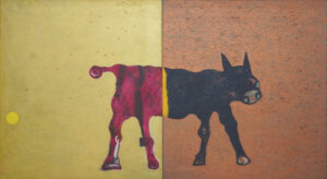 Amitava Das | It’s True | 1998-99 | Oil and acrylic on canvas (Diptych) | 36.5 x 66 Inches