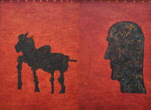 Amitava Das | Red | 1991 | Oil on canvas (Diptych) | 48 x 70 Inches